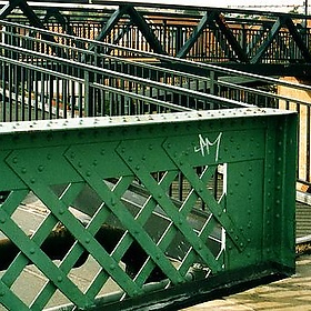 Green footbridge over the New Cut, Bristol - crabchick