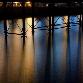Seafront Lights Reflected Beneath Brighton Pier Structural Supports (Long Exposure) - Dominic's pics