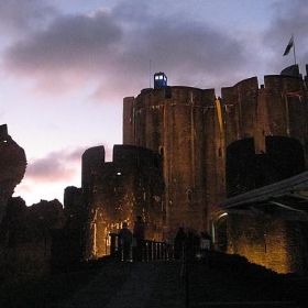 Doctor`s Tardis in the Castle Sunset - Watt_Dabney