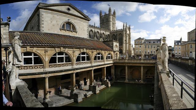 Roman Baths and Bath Abbey, Bath, UK