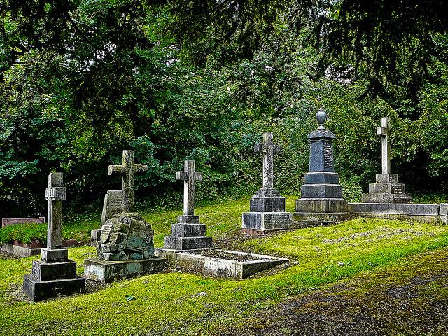 Shady corner of Bingley cemetery