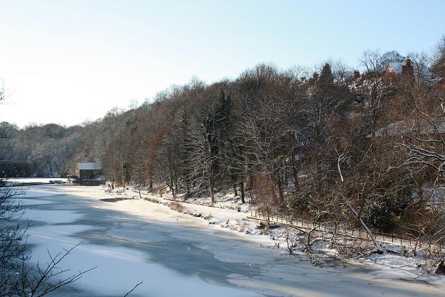 The River Wear frozen in Durham